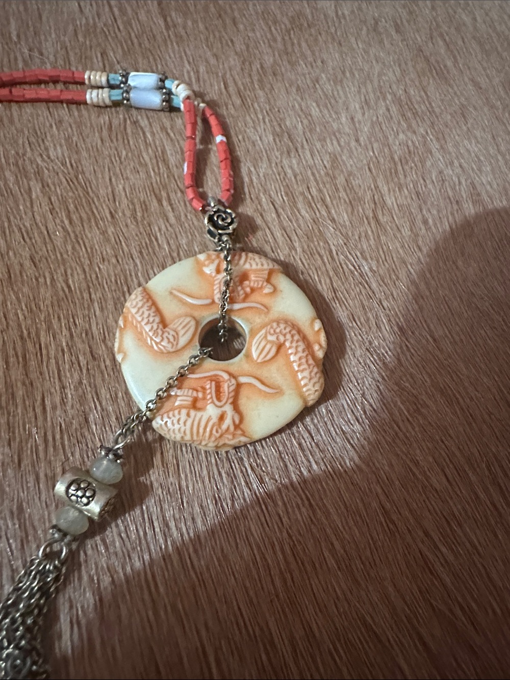 Asian Vintage Pendant Beaded Necklace - Picture 5 of 5